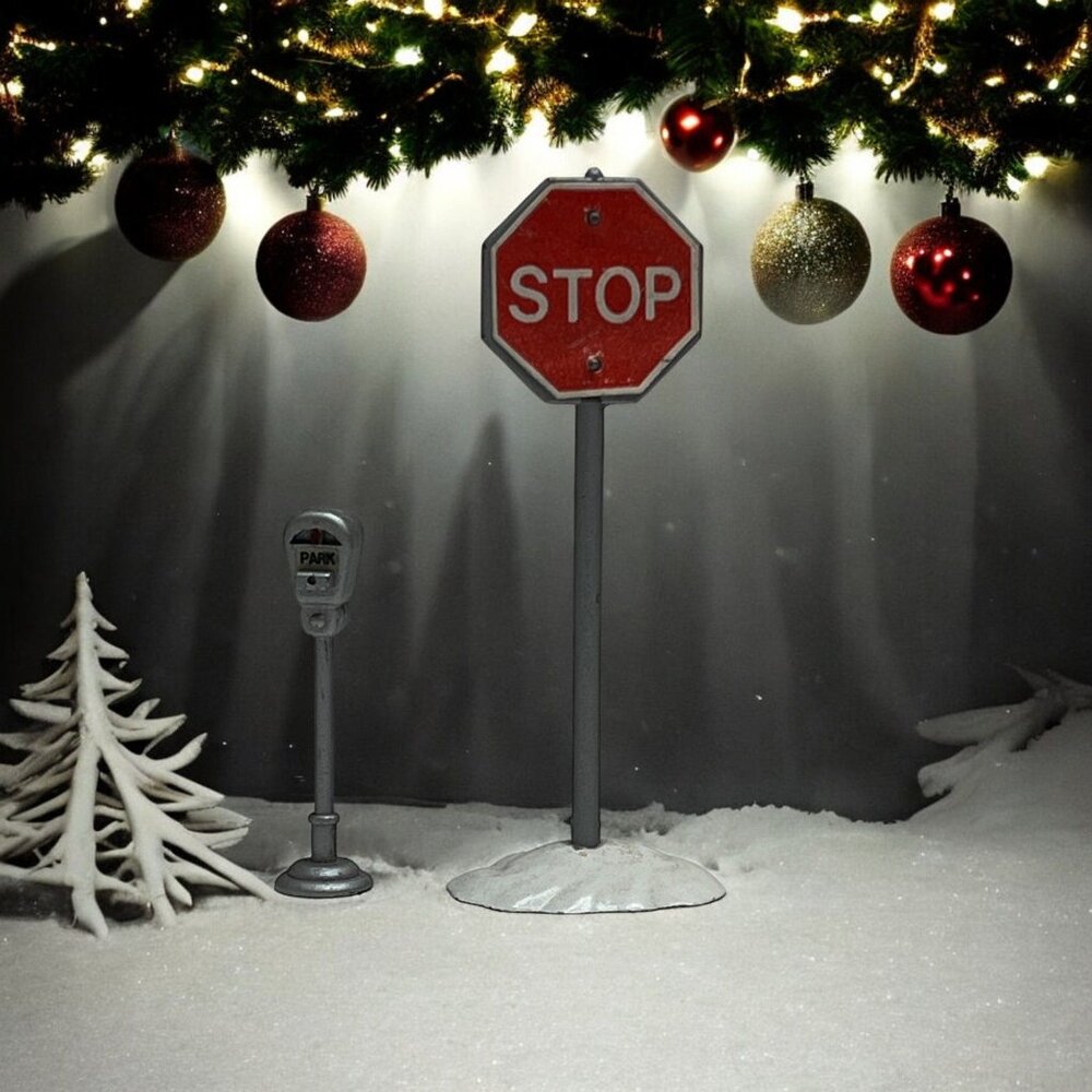 Dept 56 Stop Sign and Parking Meter, Snow Village Loose Figurines